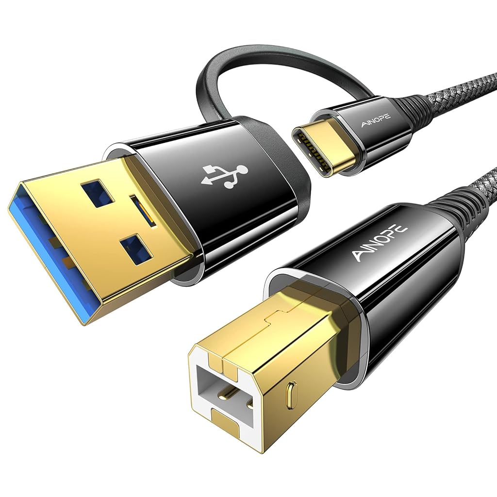 Verilux® Printer Cable 6.6 Feet Black, Printer USB Cable USB A&USB C to USB-B 2.0 for MacBook Pro Verilux® Printer Cable 6.6 Feet Black, Printer USB Cable USB A&USB C to USB-B 2.0 for MacBook Pro